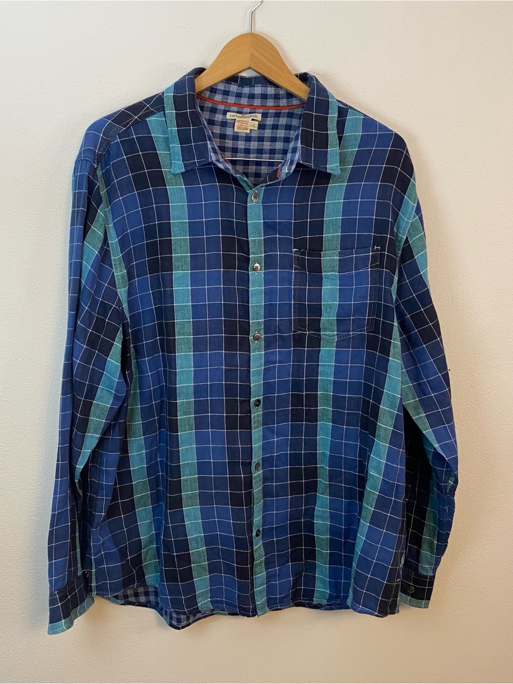 Carbon 2 Cobalt Blue Flannel Button Down Top 100% Cotton Mens‎ Large